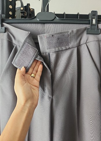 Gri Pilili Kadın Kumaş Pantolon - Görsel 4