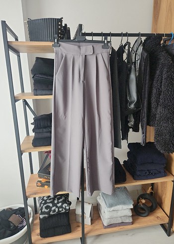 Gri Pilili Kadın Kumaş Pantolon - Görsel 3