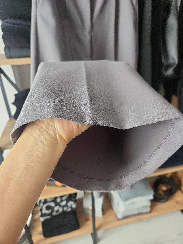 Gri Pilili Kadın Kumaş Pantolon - Görsel 5