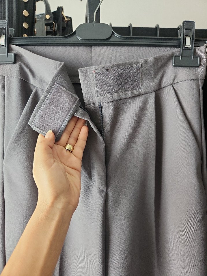 Gri Pilili Kadın Kumaş Pantolon - Görsel 4