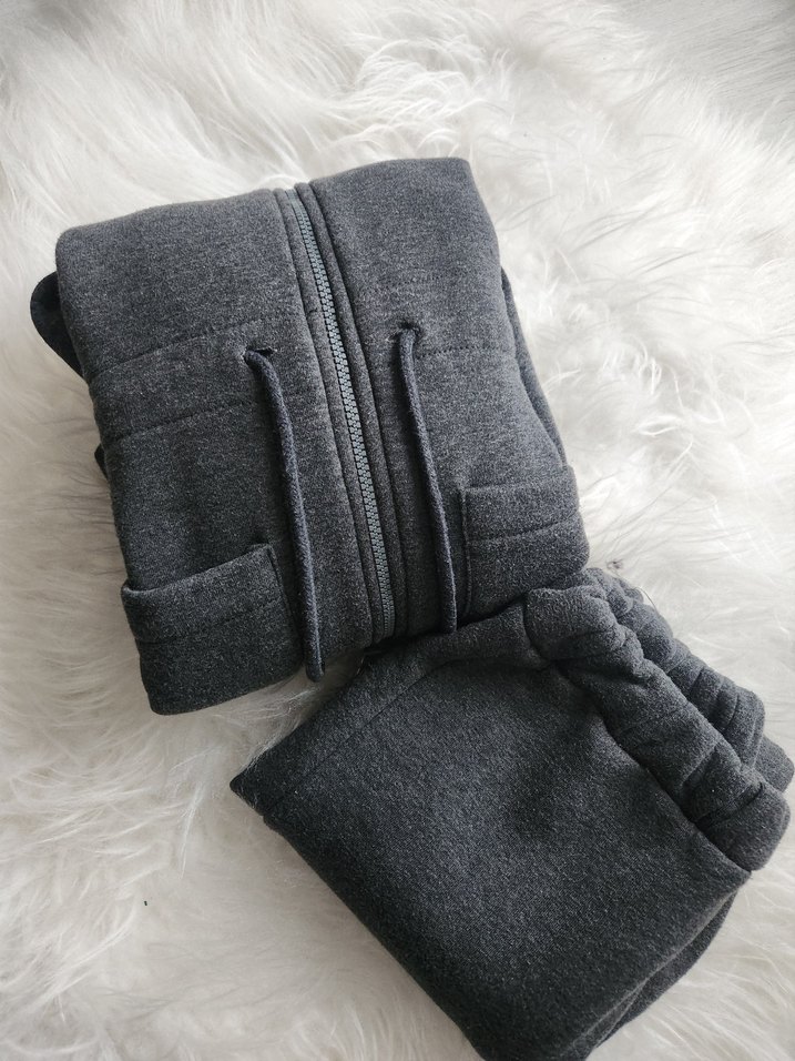 Gri Kapüşonlu Fermuarlı Eşofman Takımı - Görsel 2