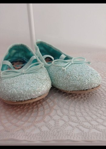 Turkuaz Parlak Kız Babet Ayakkabı - Görsel 3