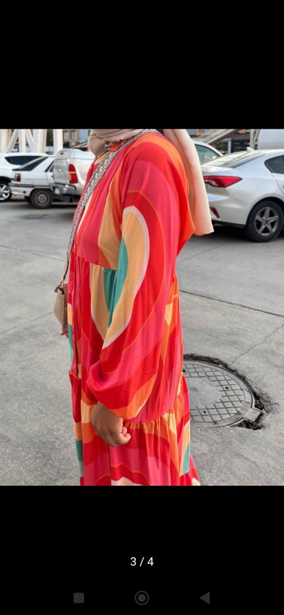 Renkli Bohem Uzun Elbise - Görsel 3