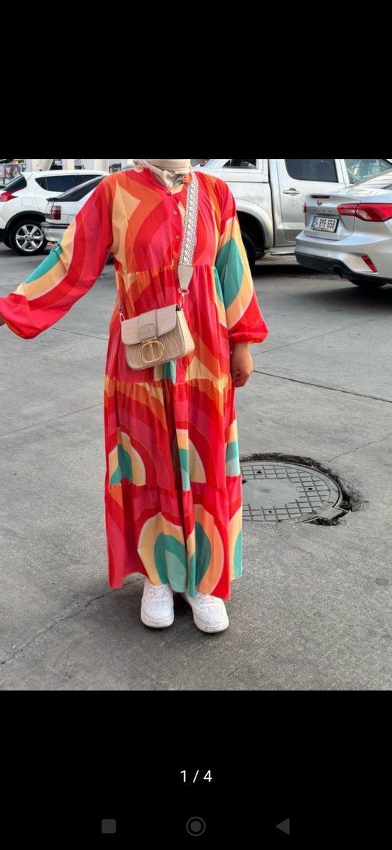 Renkli Bohem Uzun Elbise - Görsel 2