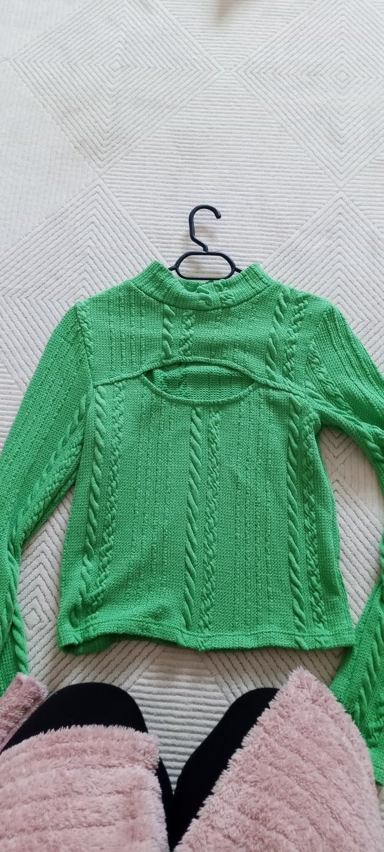 Yeşil Yüksek Yakalı Triko Kadın Kazak - Görsel 2