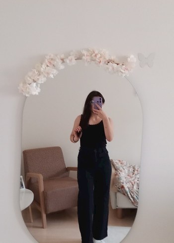 Siyah Rahat Kesim kot pantolon yüksek bel - Görsel 2