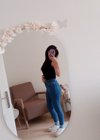 Mavi İnce Kesim Normal Boy Kadın Kot Pantolon - Görsel 2