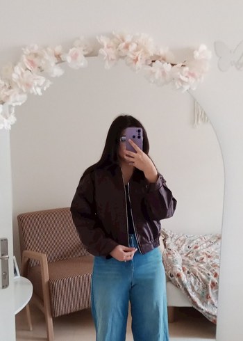 Kadın bordo Deri Midi Ceket - Görsel 2