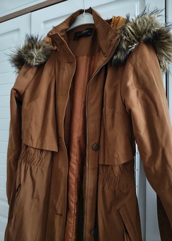 Kürklü Kahverengi mont - Görsel 4
