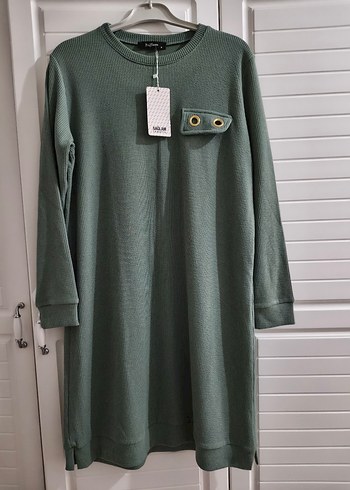 Yeşil Uzun Kollu Salaş Kadın Tunik - Görsel 4