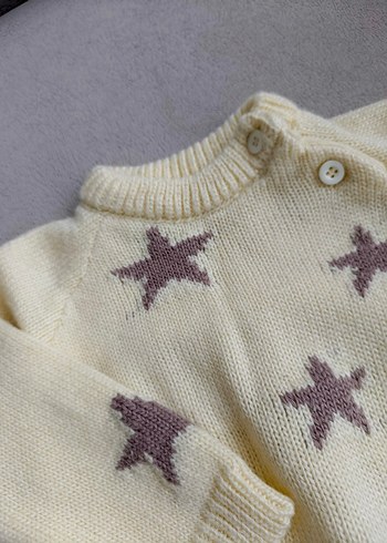 kahverengi Yıldızlı sarı Triko Bebek Takımı - Görsel 2