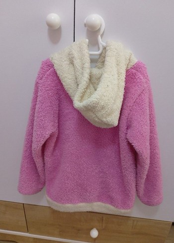 Kız Çocuk Kapüşonlu Düğmeli Pembe Ceket - Görsel 2