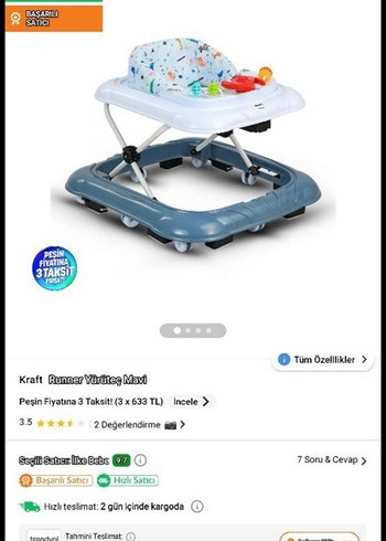 Mavi Bebek Yürüteci Oyuncaklı - Görsel 3