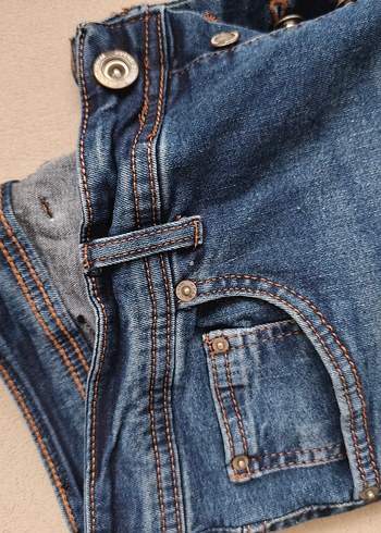 Düğmeli Mavi Erkek Kot Pantolon - Görsel 6