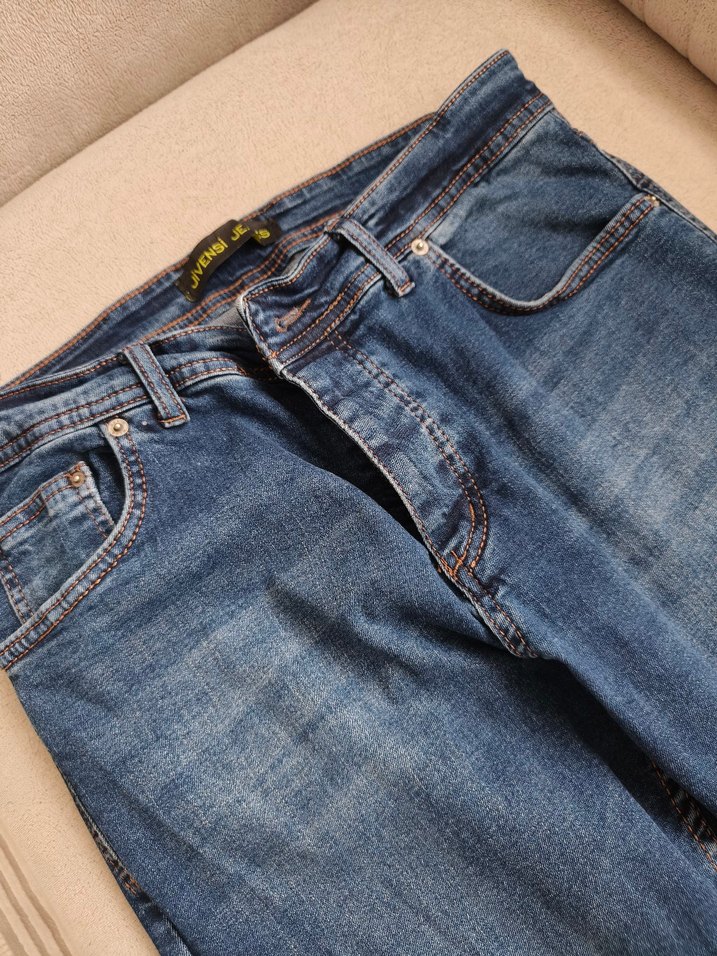 Düğmeli Mavi Erkek Kot Pantolon - Görsel 5