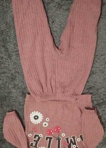 Pembe Uzun Kollu Örgü Bebek Kız Takımı - Görsel 3