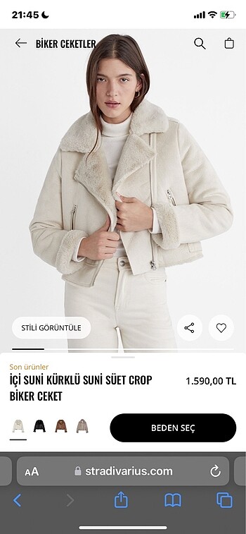 Stradivarius İçi Suni Kürklü Ceket