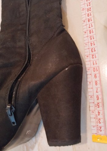 38 Beden siyah Renk Diz Üstü Kadın Çizme, Elastik, Stiletto Topuk