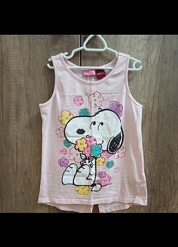 LCW marka Snoopy baskılı sıfır kollu t-shirt