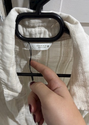 Kadın Beyaz Keten Bohem Düğmeli Gömlek - Görsel 5