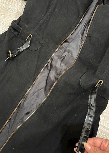 Uzun Siyah  Fermuarlı Kadın Kaban - Görsel 7