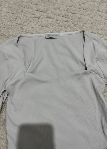 Beyaz V Yaka Uzun Kollu Kadın Bluz - Görsel 2