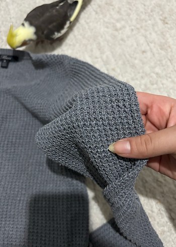 Gri Örgü Kadın Kazak Uzun Kollu - Görsel 3