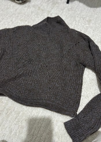 Kahverengi Triko Boğazlı Kadın Kazak - Görsel 3