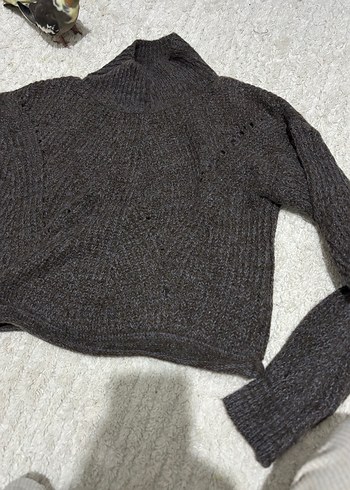 Kahverengi Triko Boğazlı Kadın Kazak - Görsel 2