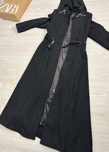 Siyah Uzun Kadın Kaban - Görsel 3