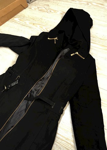 Siyah Uzun Kadın Kaban - Görsel 6