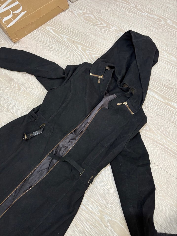 Siyah Uzun Kadın Kaban - Görsel 2