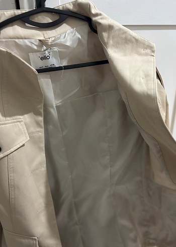 Bej Kadın Deri Düğmeli Trençkot - Görsel 6