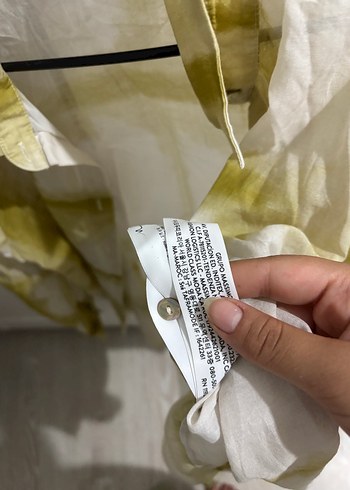 m Beden sarı Renk Şeffaf Sarı Batik Desenli Uzun Kollu Gömlek