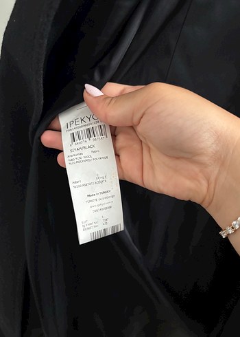 ipekyol Siyah Düğmeli Uzun midi yün Kaban