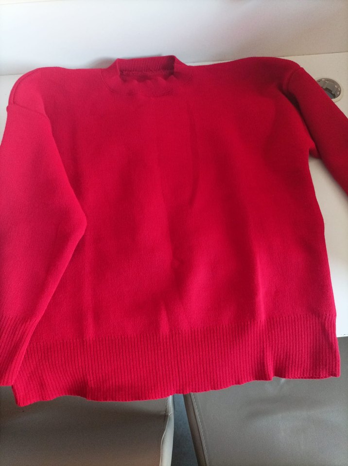 Kırmızı Kadın Triko Kazak - Görsel 2