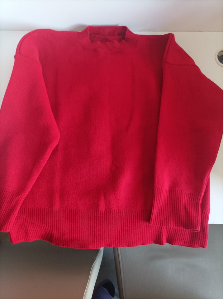 Kırmızı Kadın Triko Kazak - Görsel 3