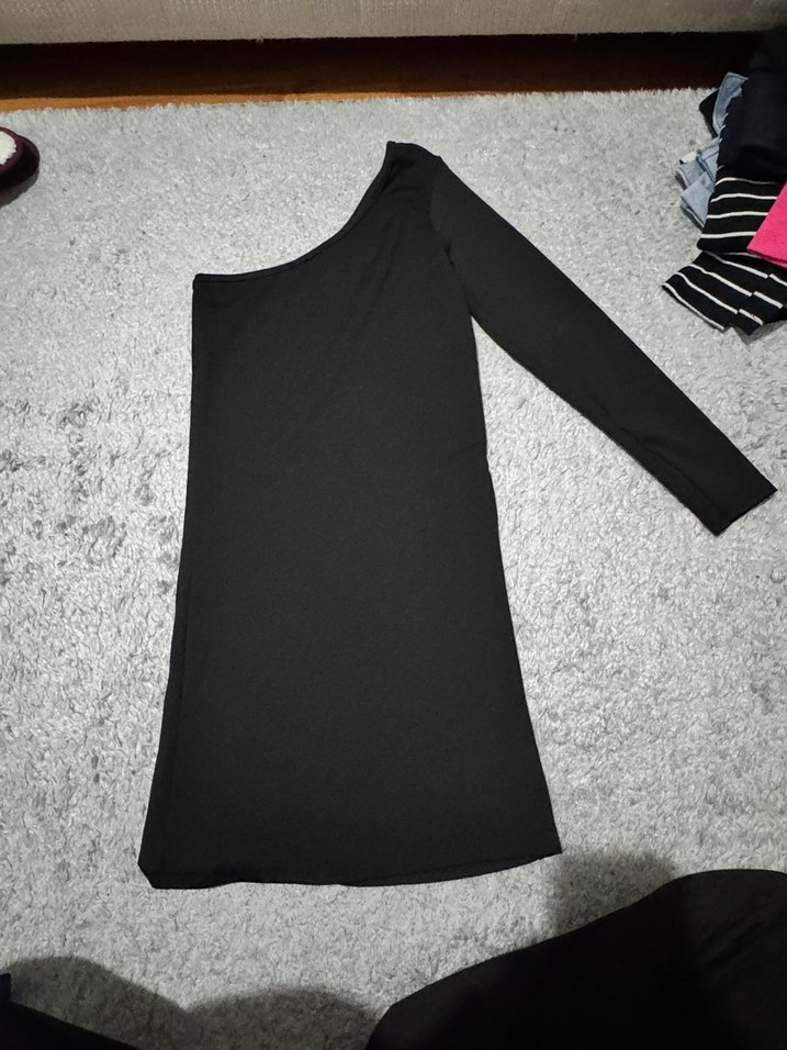 Siyah Uzun Kollu Kadın Triko Elbise - Görsel 2