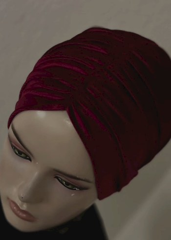 Bordo Drapeli Kadın hazır bone, türban