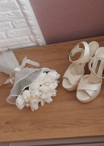 Gelin Beyaz Platform Topuklu Kadın Ayakkabı - Görsel 9