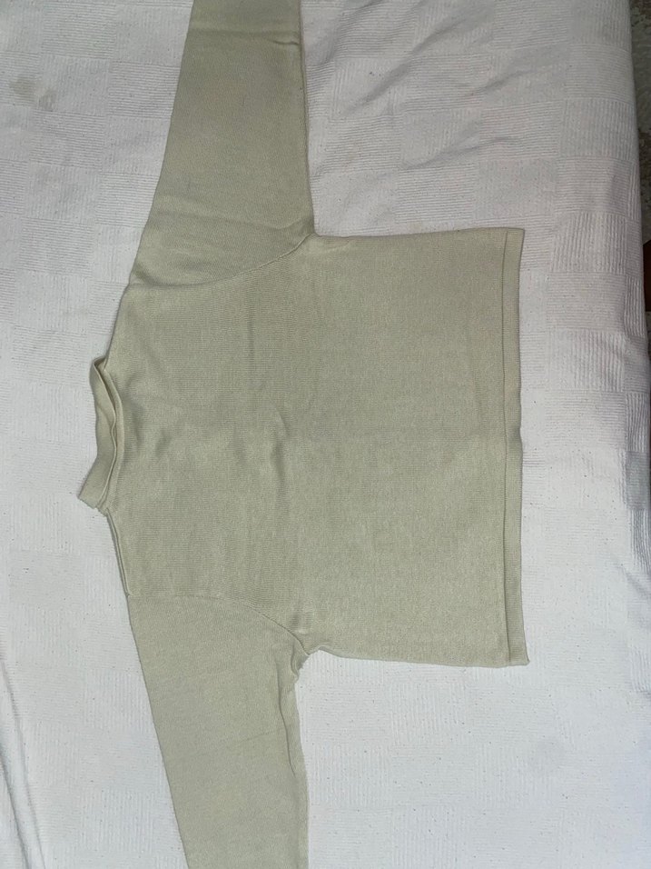 Bej Renkli Düğmeli Kadın Keten Hırka - Görsel 2