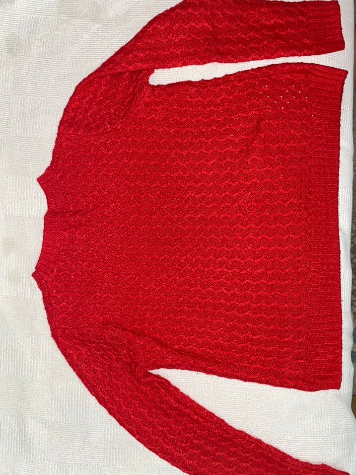 Kırmızı Kadın Örgü Kazak - Görsel 3