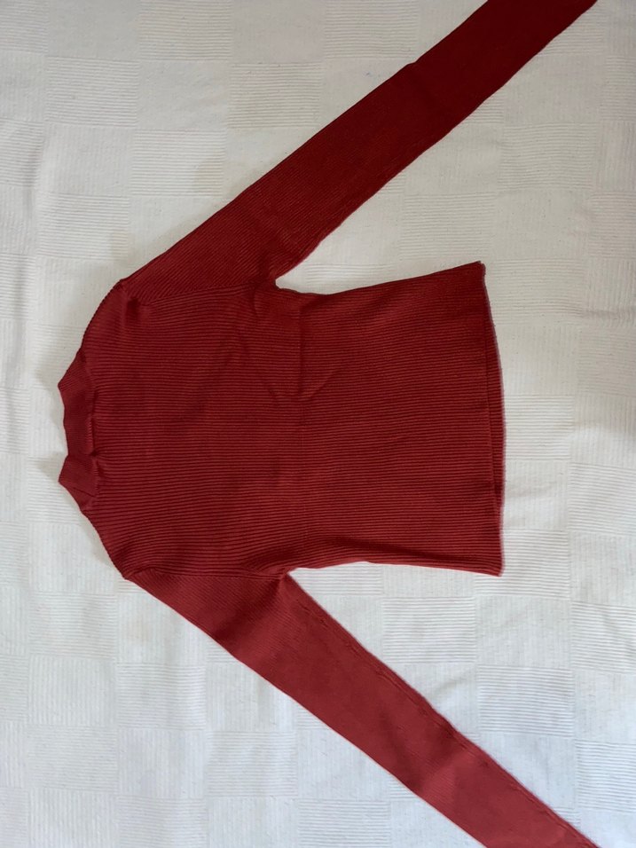Kadın Bordo Triko Kazak - Görsel 3
