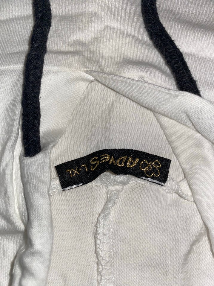 Beyaz Kapüşonlu Kısa Kollu Sweatshirt - Görsel 3