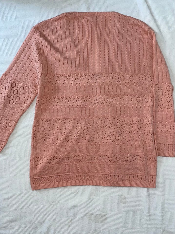 Pembe Triko Kadın Hırka ve kısa kollu bluz takım - Görsel 2