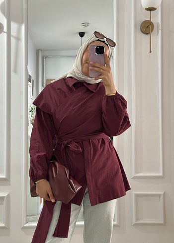 Bordo bağlamalı gömlek