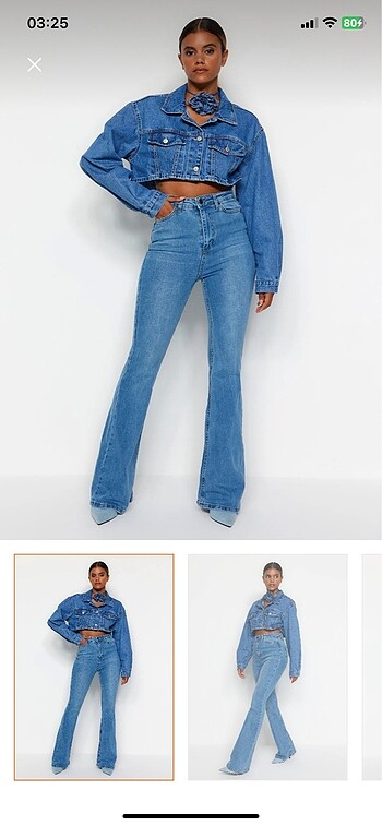 Mavi yüksek bel flare jeans