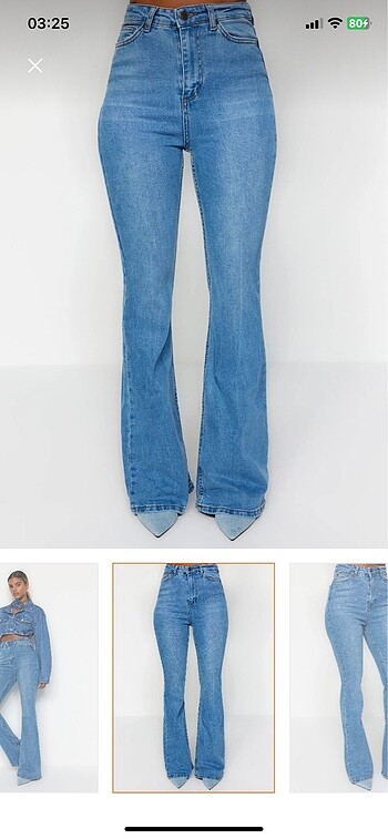 xs Beden mavi Renk Mavi yüksek bel flare jeans