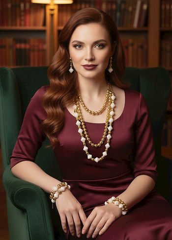 Uzun Boyunlu Altın Renkli Boncuklu Kadın Kolye - Görsel 13