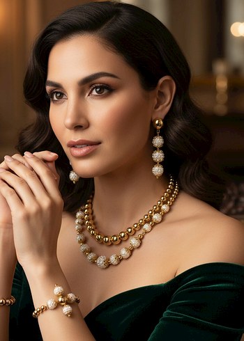 Uzun Boyunlu Altın Renkli Boncuklu Kadın Kolye - Görsel 5